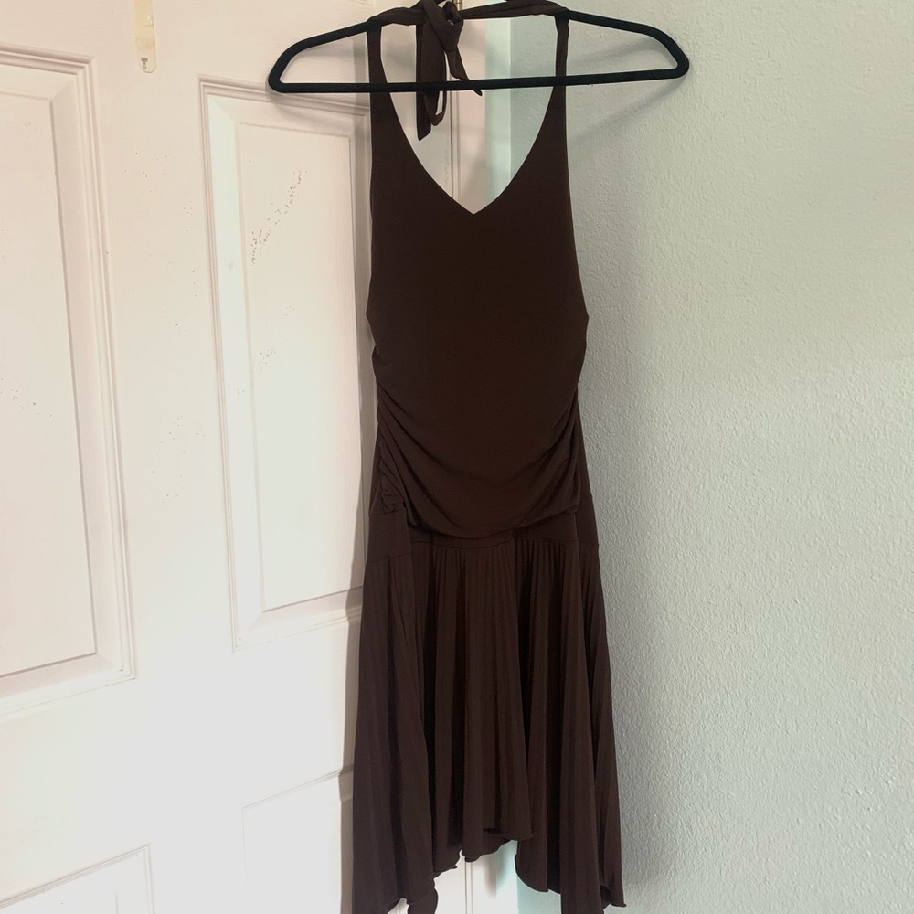 brown halter dress